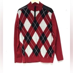 INC International Concepts Red and Black Argyle Sweater